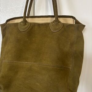 L.L. Bean vintage olive green suede tote bag, large